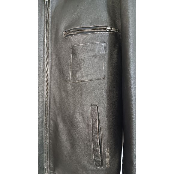 Bullhead Medium Black Quilted Lined Leather Biker Moto City Classic Rock Jacket - Picture 2 of 10